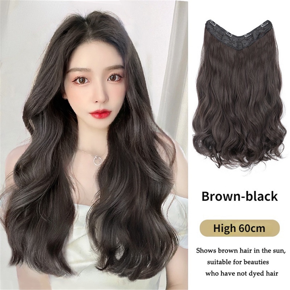 【COD Tangding】Wig Rambut Ekstensi Model Panjang Lurus Keriting Bahan Sintetis Ukuran 45 / 55 / 60cm