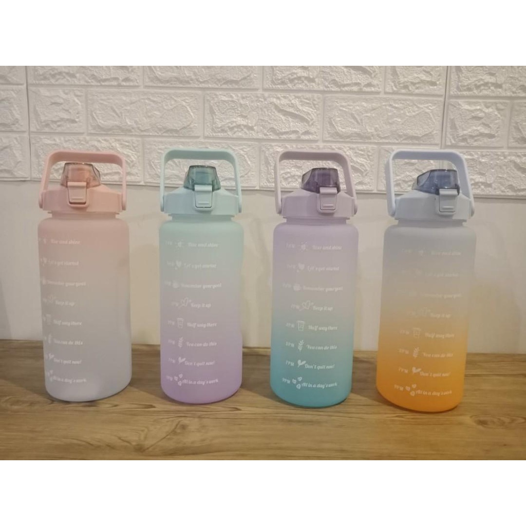 Botol Minum Motivasi Penanda Waktu Viral Korea 2000ML / Gradient Colour Sport Water Bottle GRADIASI 2 LITER WARNA WARNI