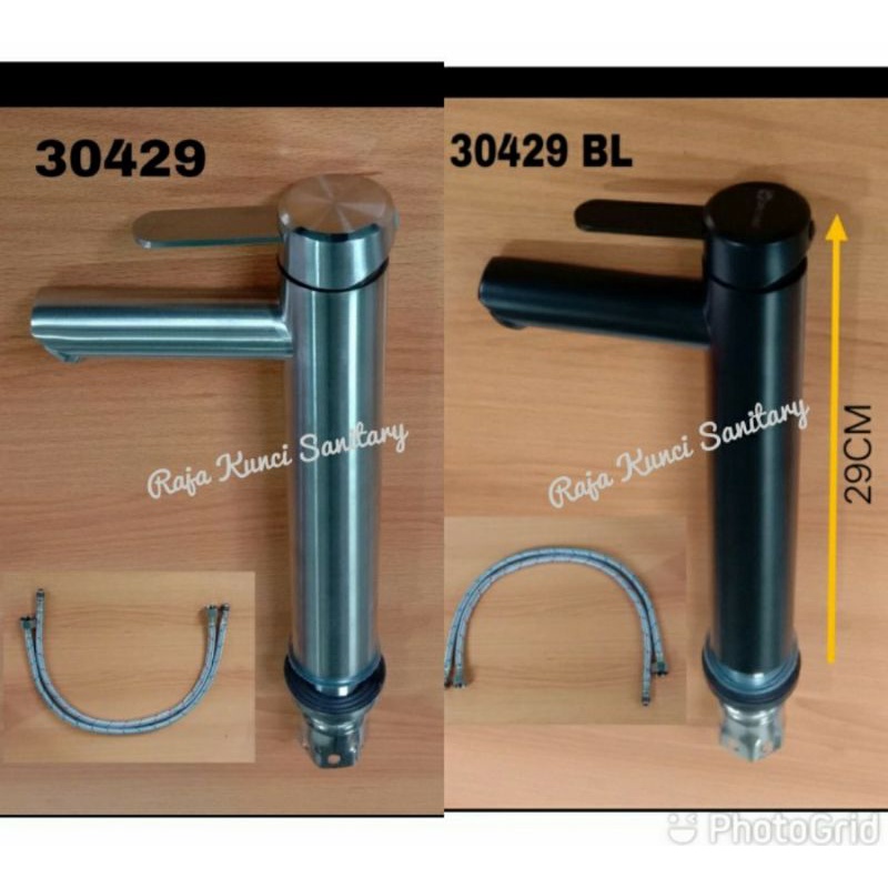 Kran Wastafel Panas Dingin/Mixer Tinggi Stainless SUS 304/Black/Hitam