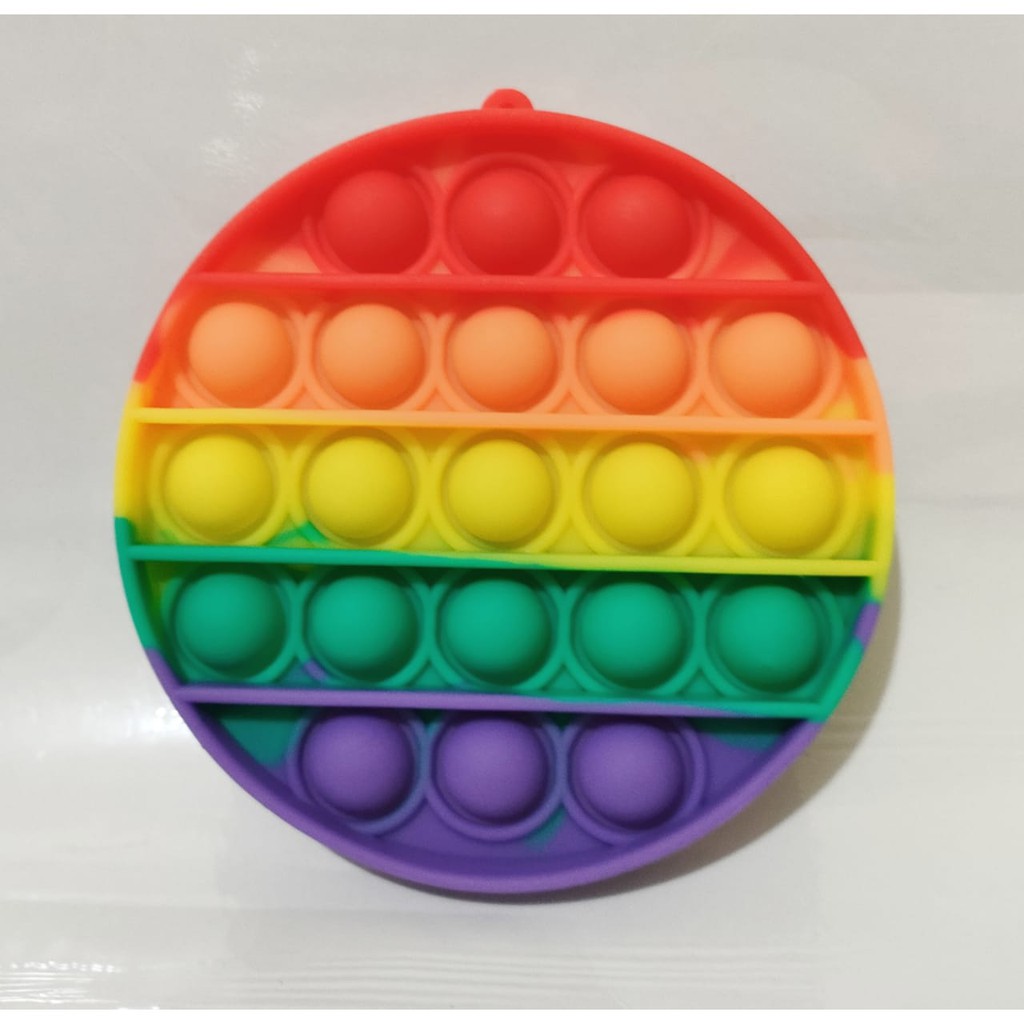 Mainan pop it murah popit Pop Its Square rainbow multicolor Fidget Toy Push bubble Penghilang Stres-bulat pelangi