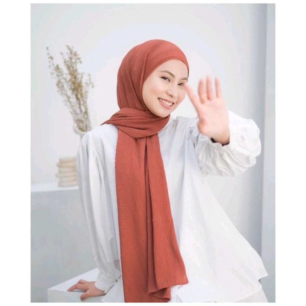 Pashmina Plisket Ceruty Babydoll Premium (TANPA GARIS TENGAH)