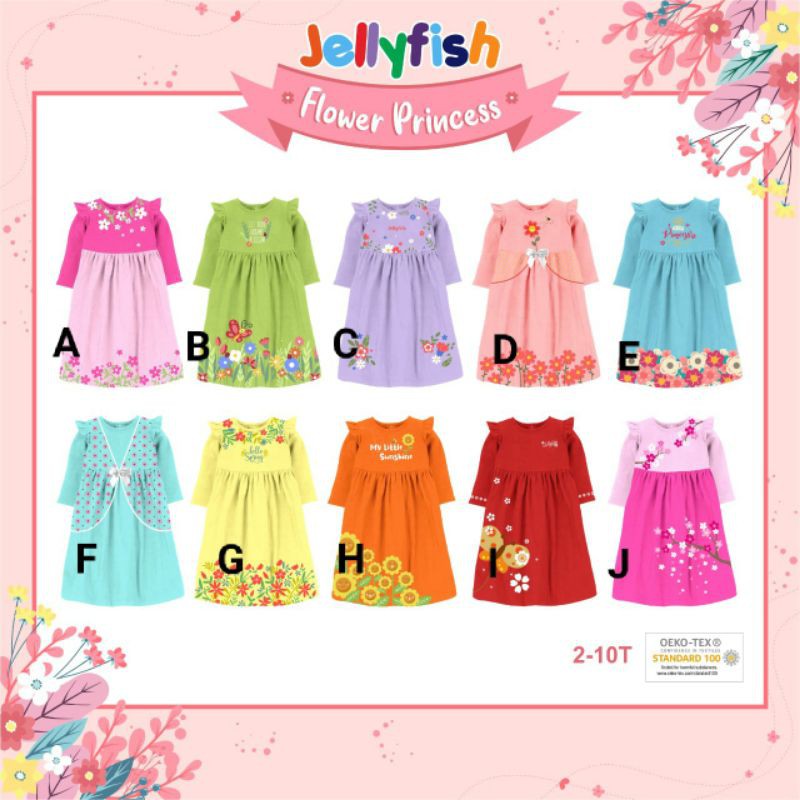 gamis dress anak princess flower bunga jellyfish