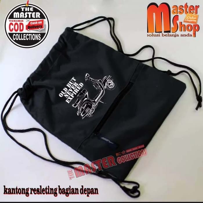 Tas Ransel Serut Drawstring Resleting Gymsack Gambar Vespa / Futsal