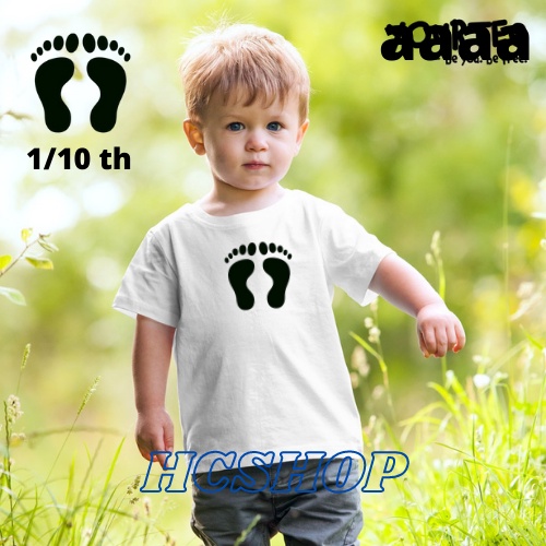 Kaos Anak Tapak Kaki Cutton Combed Baju Oblong Anak Unisex Kaos Anak Cewek Cowok Usia 2-16 Tahun