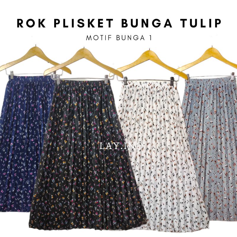 Rok Plisket Terbaru Motif Bunga // Rok Plisket Wanita // Bisa COD