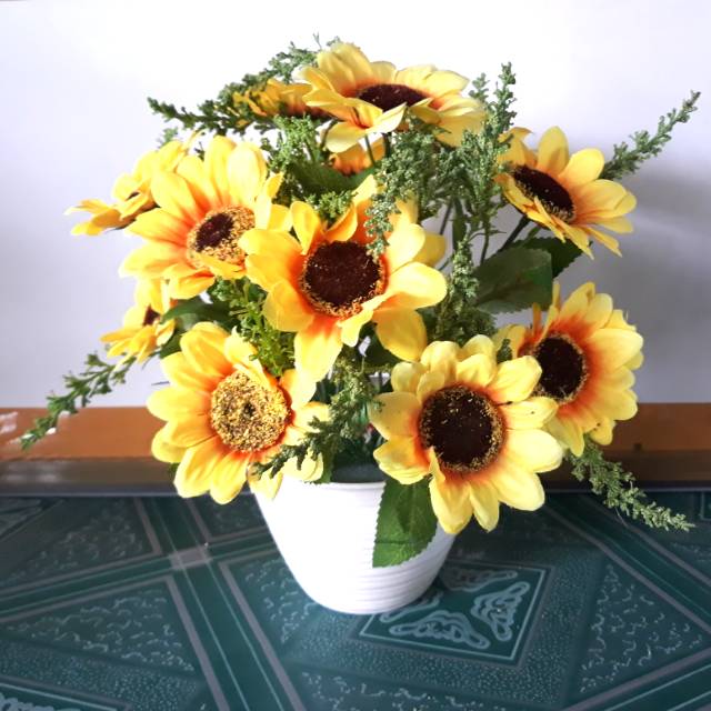 Bunga matahari bunga meja vas plastik tawon
