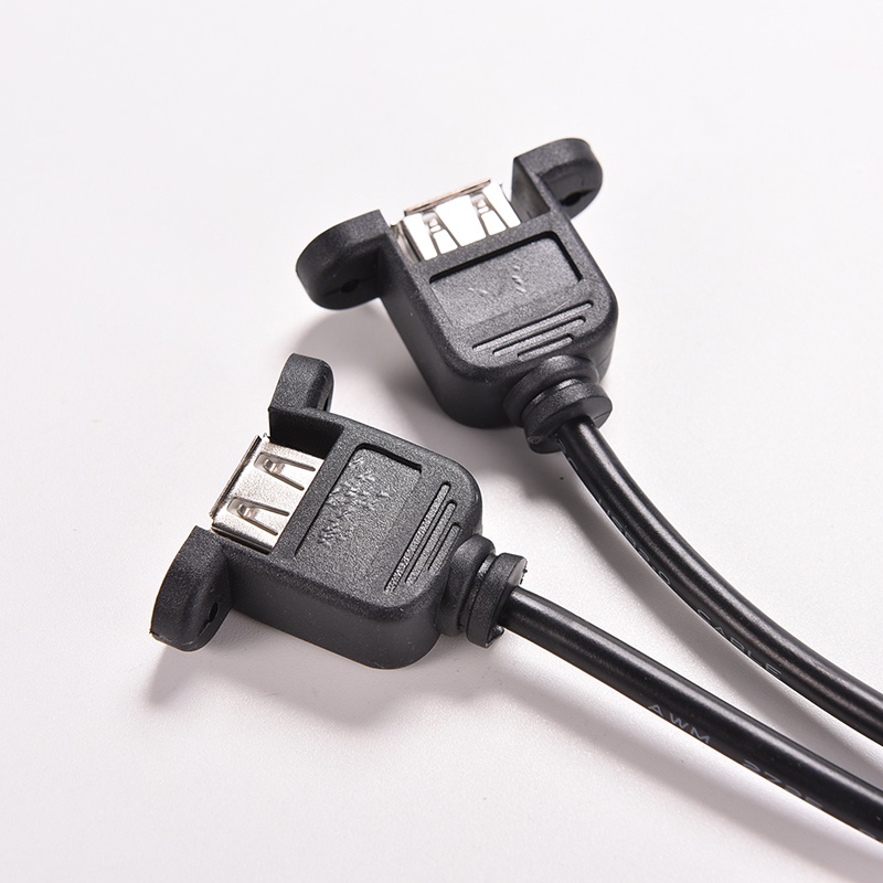 1pc Kabel Adapter Header Hitam 30cm / 1FT 2 Port USB A Female Ke Internal 9