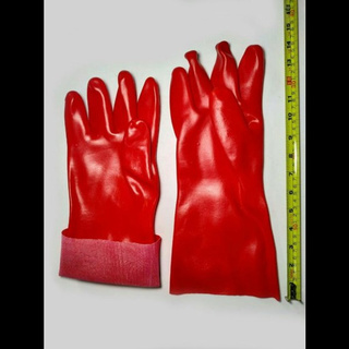 Khrsma JKT - Sarung Tangan PVC 14 inch Merah Untuk Kimia Alat Keselamatan Kerja K3 KLP #2