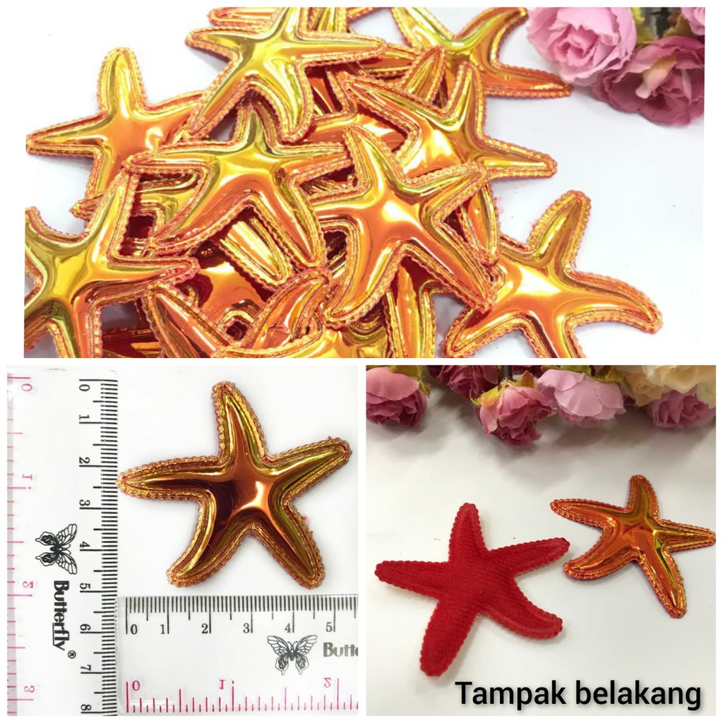 1 Buah - 4 Cm Aplikasi Kerang | Kerang Gliter | Kerang Kilap | Bintang Laut