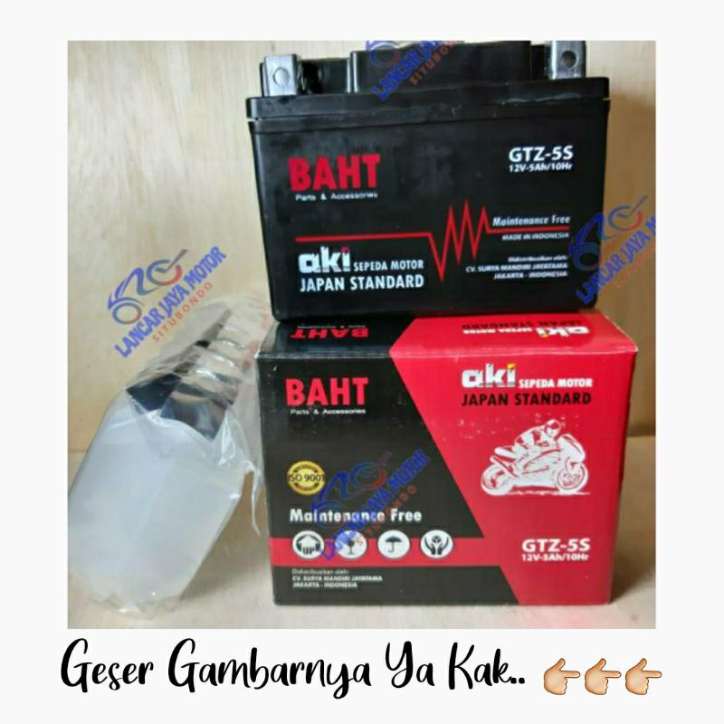 Aki Motor Kering Paling MURAH Aki Kering Terlariss Merk Baht GTZ-5S MF 12V5Ah/10HR