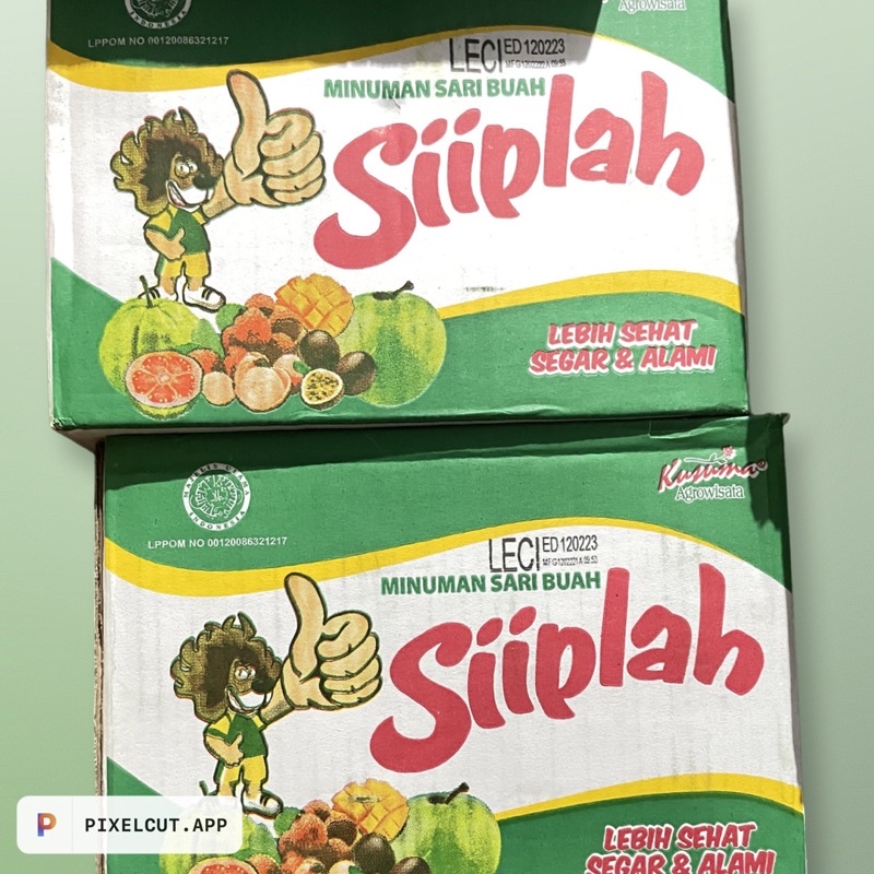 

Ready KUSUMA SIIPLAH SARI BUAH varian Apel / Leci / Jambu 120ml x 32 gelas