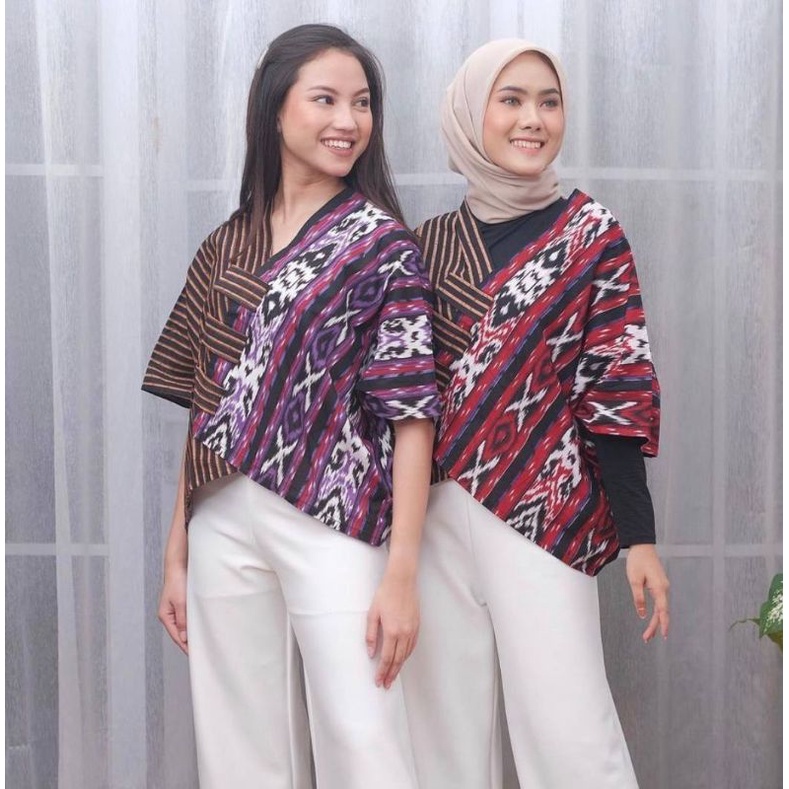Atasan Baju Batik Batik Pekalongan Wanita Lengan Pendek Cewek Atasan Batik Kerja Modern Wanita
