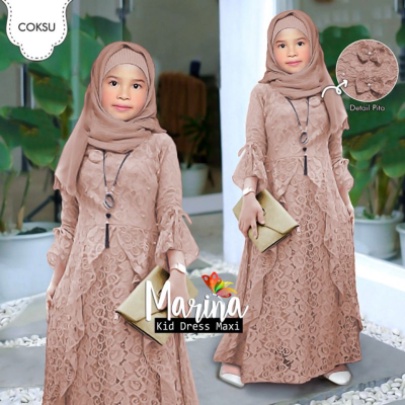 Baju Gamis Anak Perempuan Brukat Terbaru 2022 Model Kekinian Gamis Brokat Edisi Pesta Lebaran Bahan 