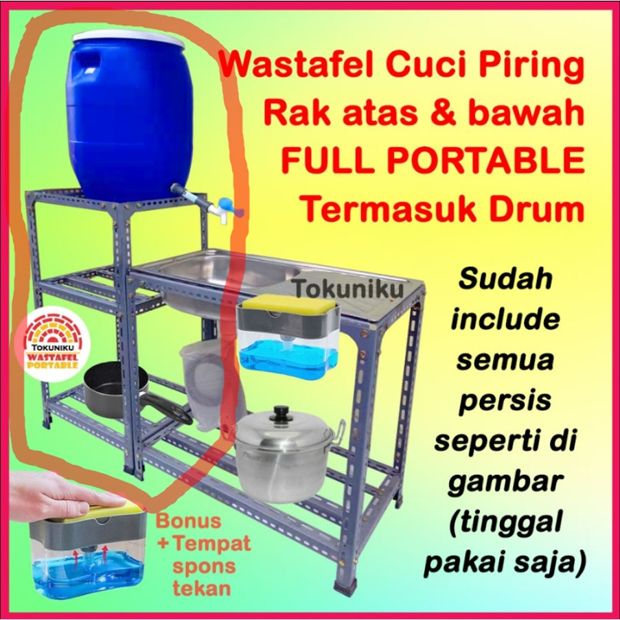 Jual HANYA MEJA TONG AIR Wastafel Cuci Piring Drum FULL PORTABLE Bak Cuci Tangan Panjang