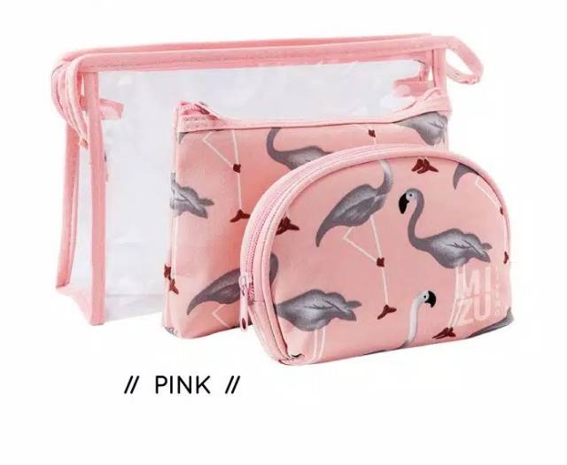 Tas Kosmetik/3 In 1 /Transparan Waterproof/Pouch Kosmetik