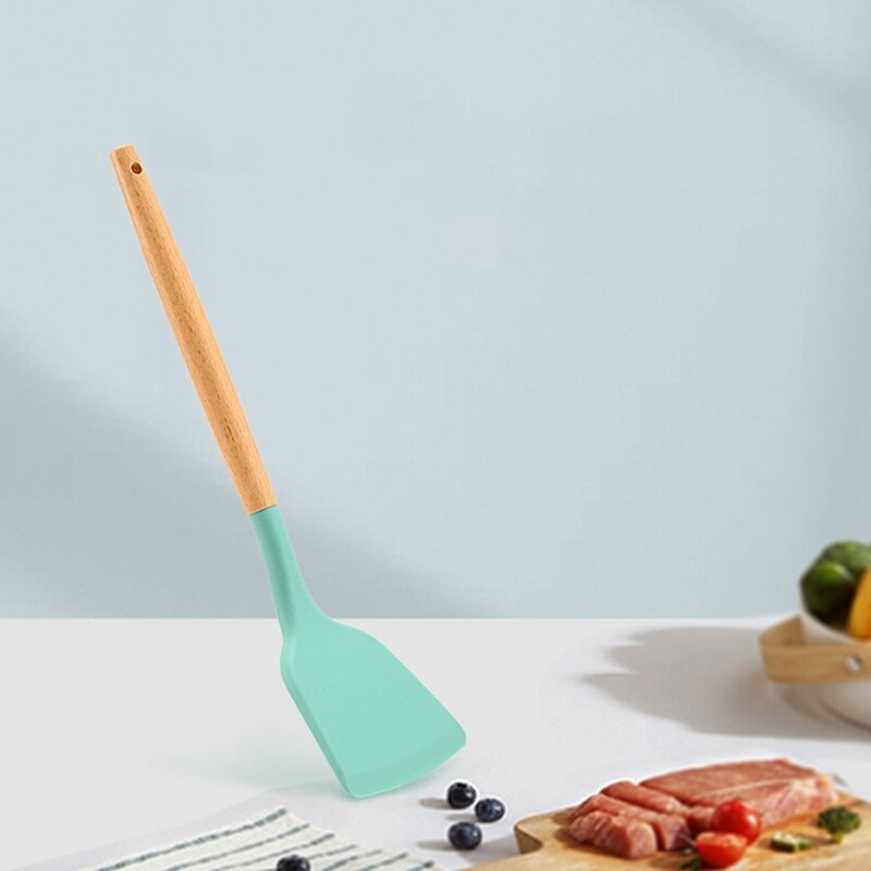 (VCM) Sutil Silicon Gagang Kayu / Peralatan Masak Murah / Utensil set / Spatula Silicone Tahan Panas