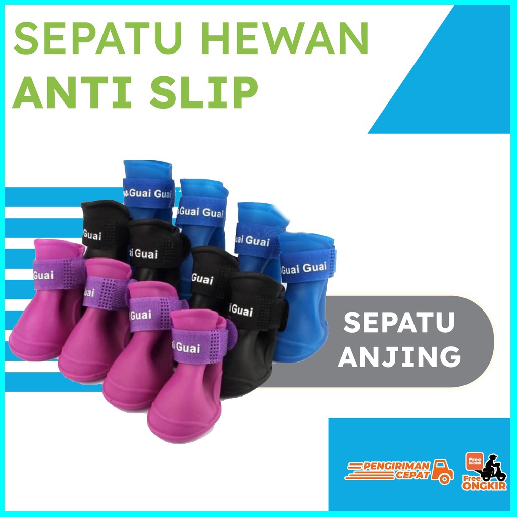 4 Pcs/Set Sepatu Boots Hujan Tahan Air Anti Slip Untuk Anjing Dan Kucing Peliharaan