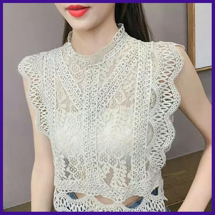 CROP TOP WANITA IMPORT/CROP TOP BRUKAT IMPORT/ATASAN WANITA BRUKAT - PUTIH