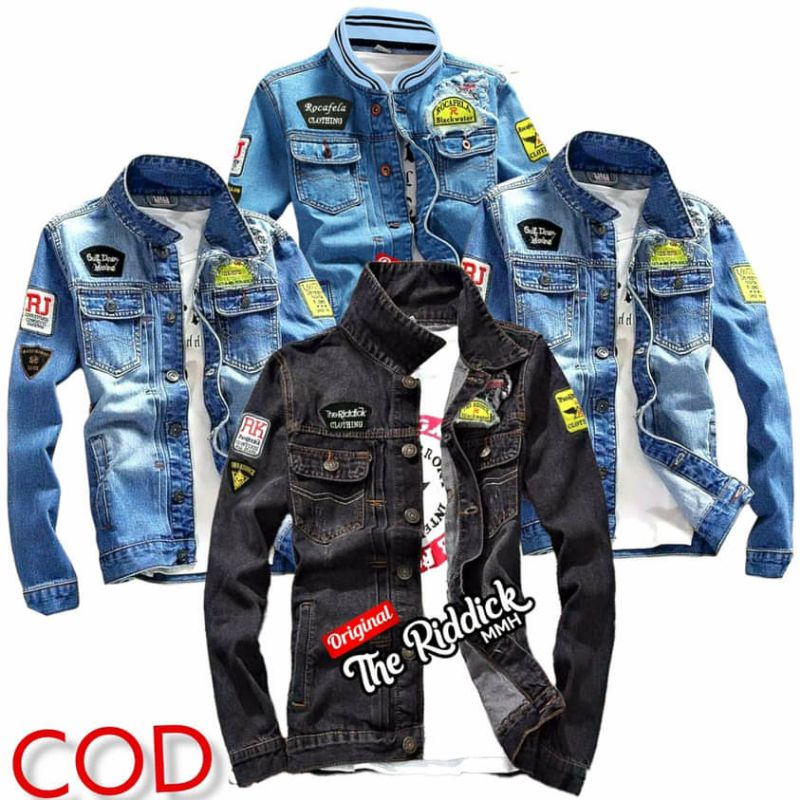 jaket jeans pria emblem denim the riddick x urban