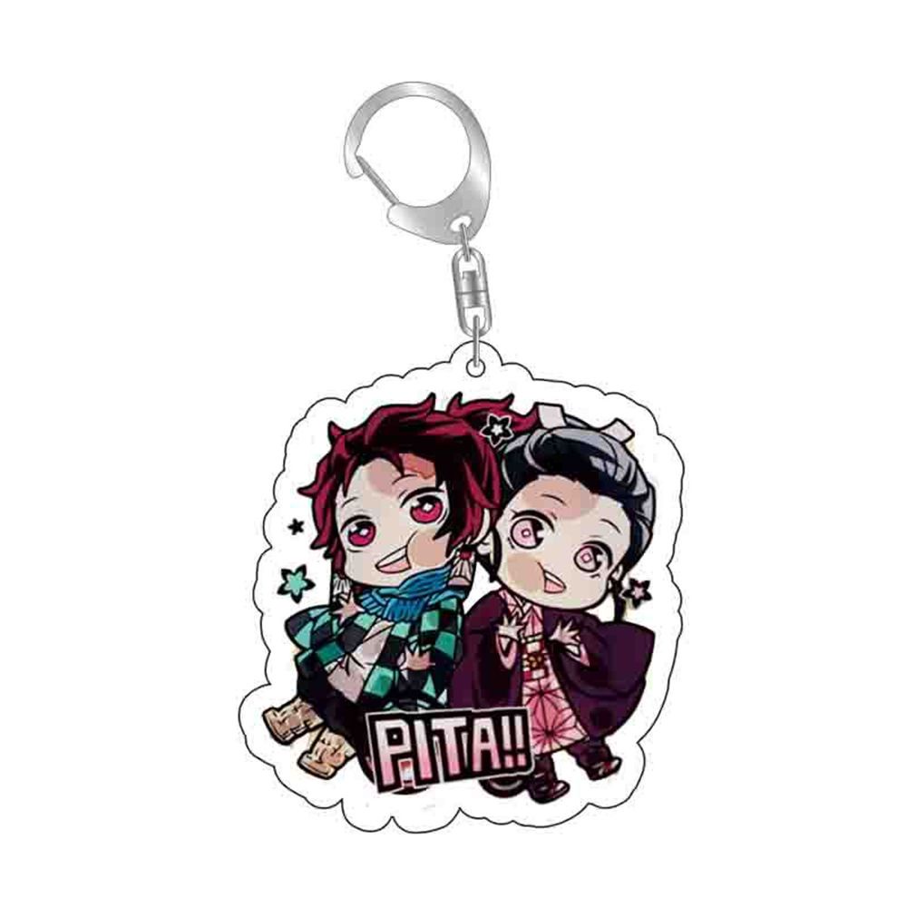 ROW Acrylic Key Chain Cosplay Kamado Tanjirou Demon Slayer Anime Pendant Cartoon No Yaiba Kimetsu