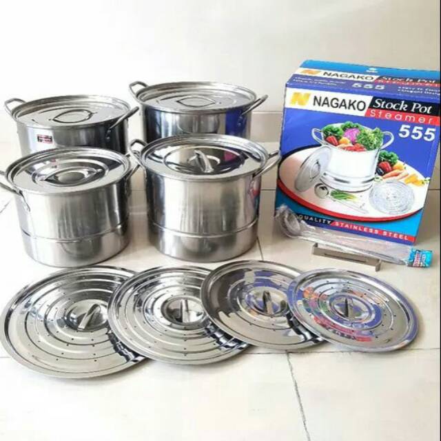 Panci stock pot steamer nagako 555