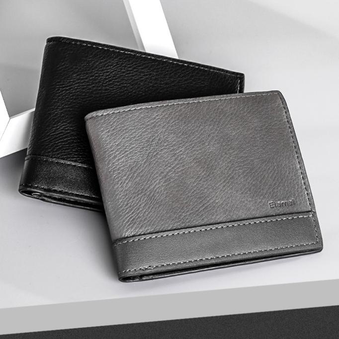 Eklusif Miniso Dompet Pria Lelaki Dompet Pendek Kecil Wallet Simple Keren - Abu-Abu Terlaris