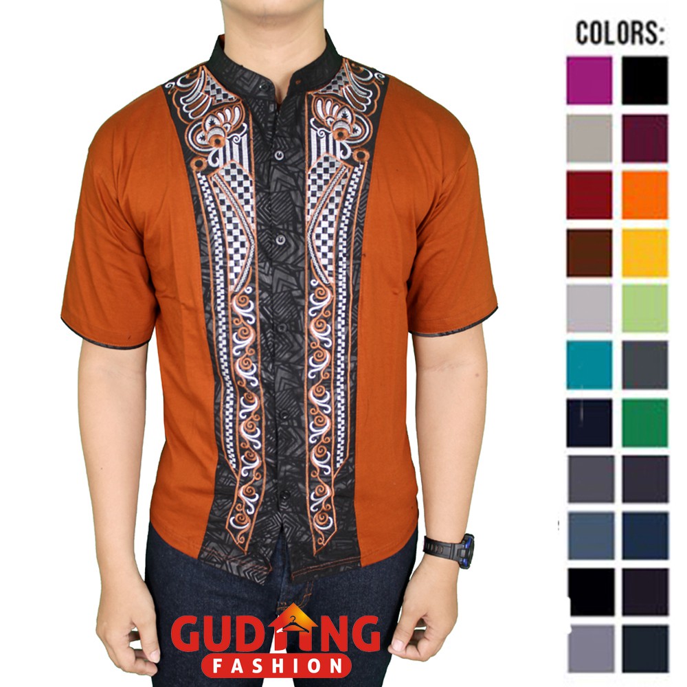 Baju Koko Dewasa Katun Lengan Pendek Bordir - Banyak Pilihan Warna KKS (COMB)