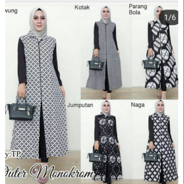 Outer Monochrome Batik Shibori