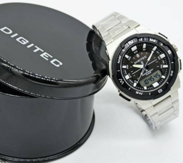 Jam Tangan Pria Digitec Original Rantai Dual Time Water Resist