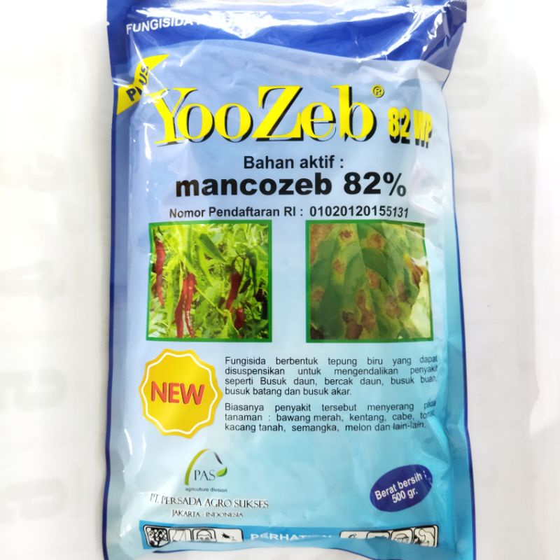 Fungisida YOOZEB 82WP 500 gram. mankozeb biru, mancozeb biru