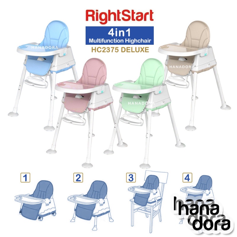 Right Start 4in1 Highchair HC2375 Deluxe - Kursi Makan Bayi