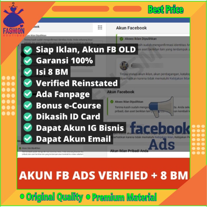 [Carissa] Promo Tanpa Ongkir Akun Iklanfb Verified Reinstated + 8 Akun Bm Kirim Langsung