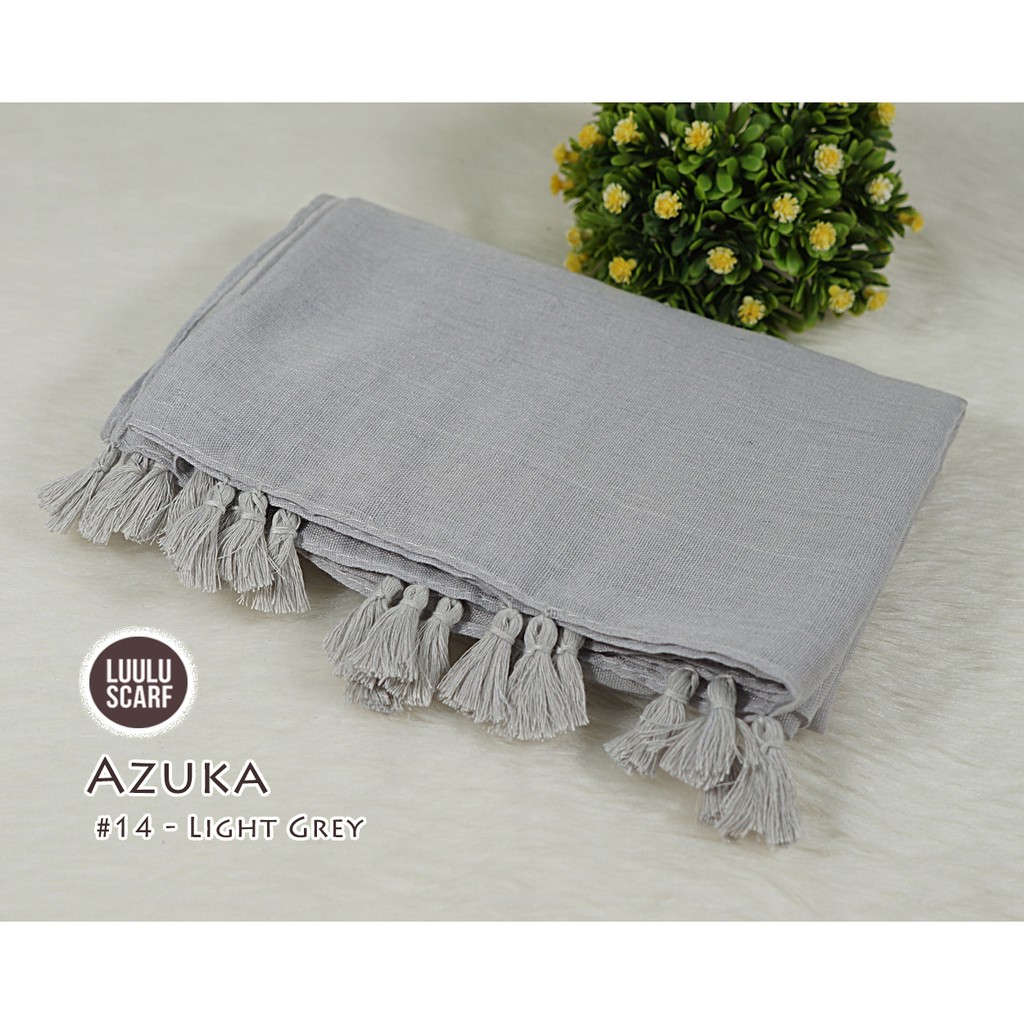 Pashmina Polos Tassel bahan Paris Viscose - AZUKA by Luulu Scarf-#14 - Light Grey
