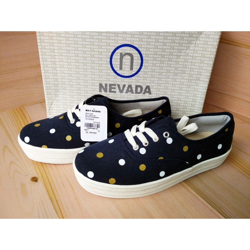 NEVADA BK3600NV Sepatu Kanvas Wanita Sneakers Polkadot Navy Original Matahari