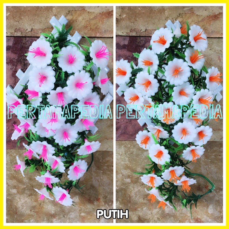 C5 BUNGA TEROMPET PLASTIK/Bunga Artificial/Bunga Dekorasi/Bunga Hiasan/Bunga Dinding/Bunga Pajangan-Putih