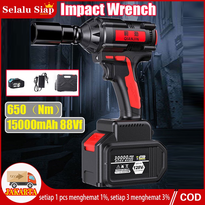 650N. M Cordless Impact Wrench 98V Brushless 98V Bor Obeng Kunci 98 Volt