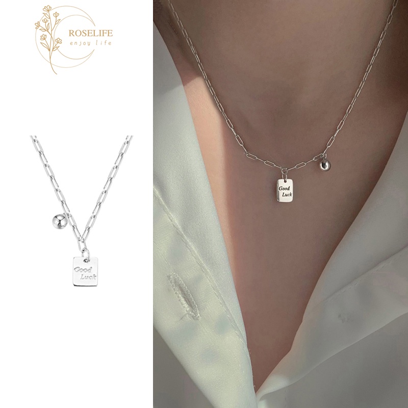Kalung Rantai Liontin Bola Kecil Warna Silver Untuk Wanita