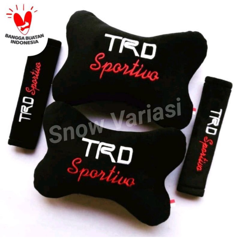 Bantal Mobil Set 2 in 1 TRD SPORTIVO Headrest Car Set 2in1