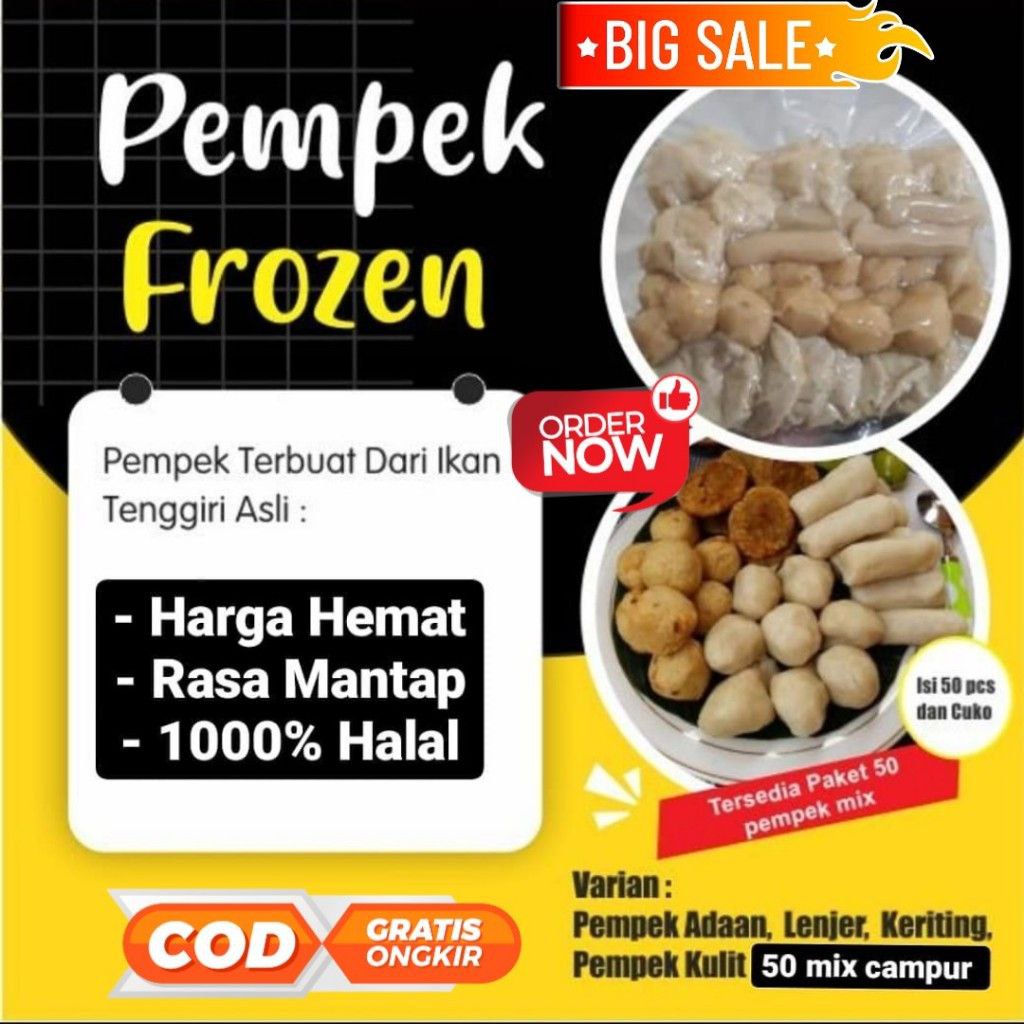 

Paket Pempek Asli Ikan Tenggiri Empek Palembang Pempek Frozen isi Campur 50 Biji Termurah