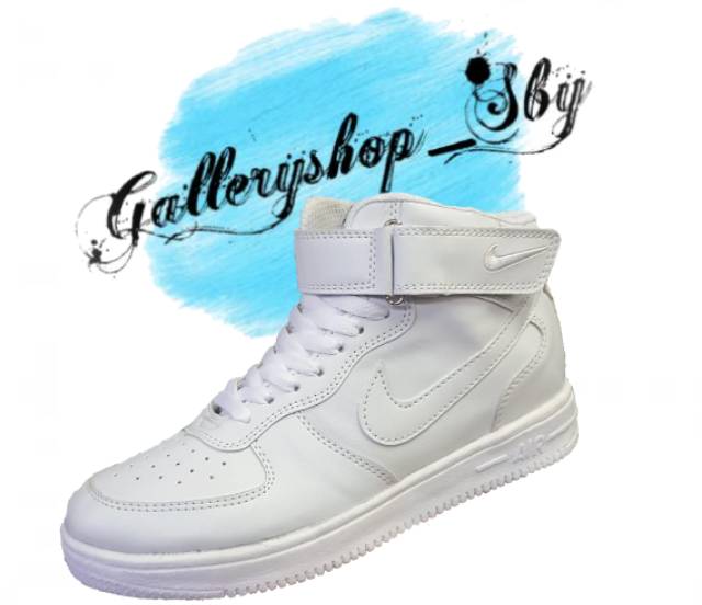 Sepatu Nike Force High Import Premium Vietnam FullWhite Silver Gold Black Putih Sneakers Berkualitas