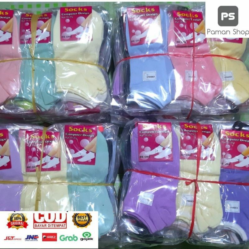 1 lusin kaos kaki obral murah kaos kaki pendek mata kaki warna polos