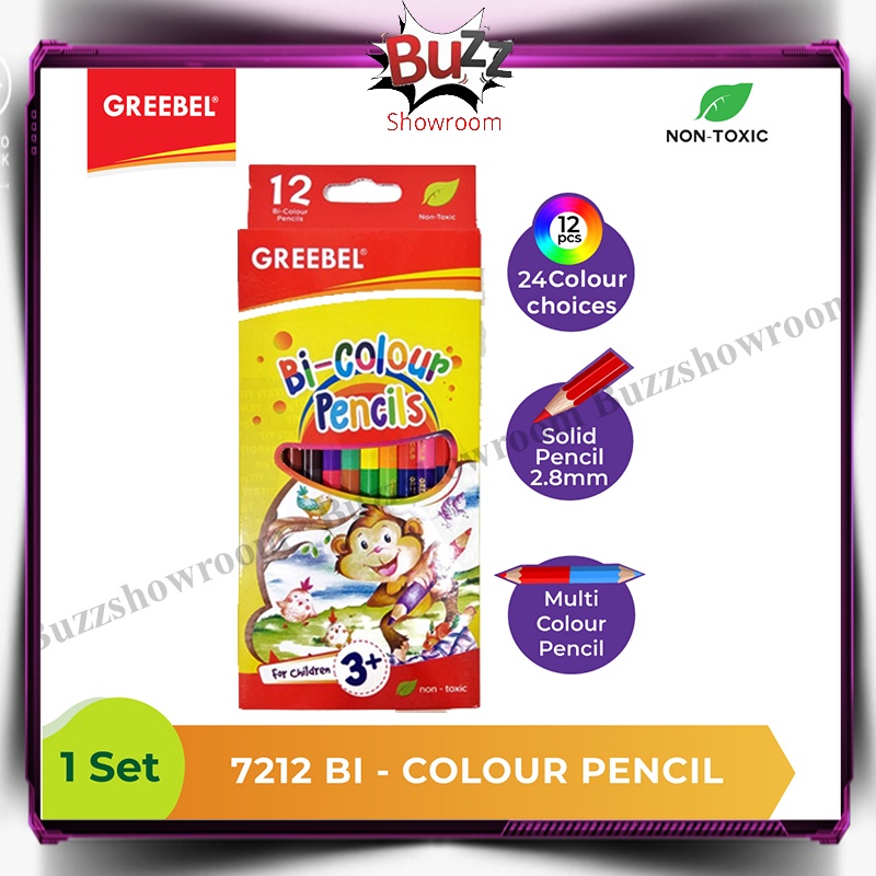 Pensil Warna Bi Colour 12 Greebel 24 Warna Classic Pencils Duo