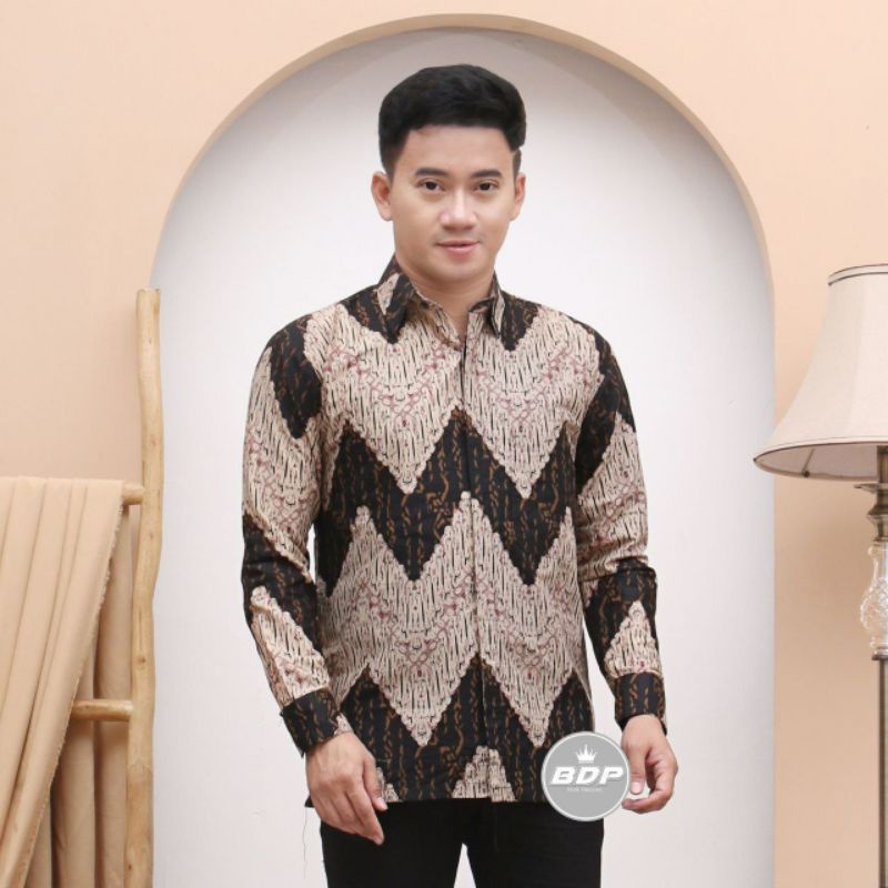 Kemeja Batik Pria Lengan Panjang M L XL XXL Baju Batik Pria Modern Batik Kerja Pria Batik Kantor Pria Seragam Batik