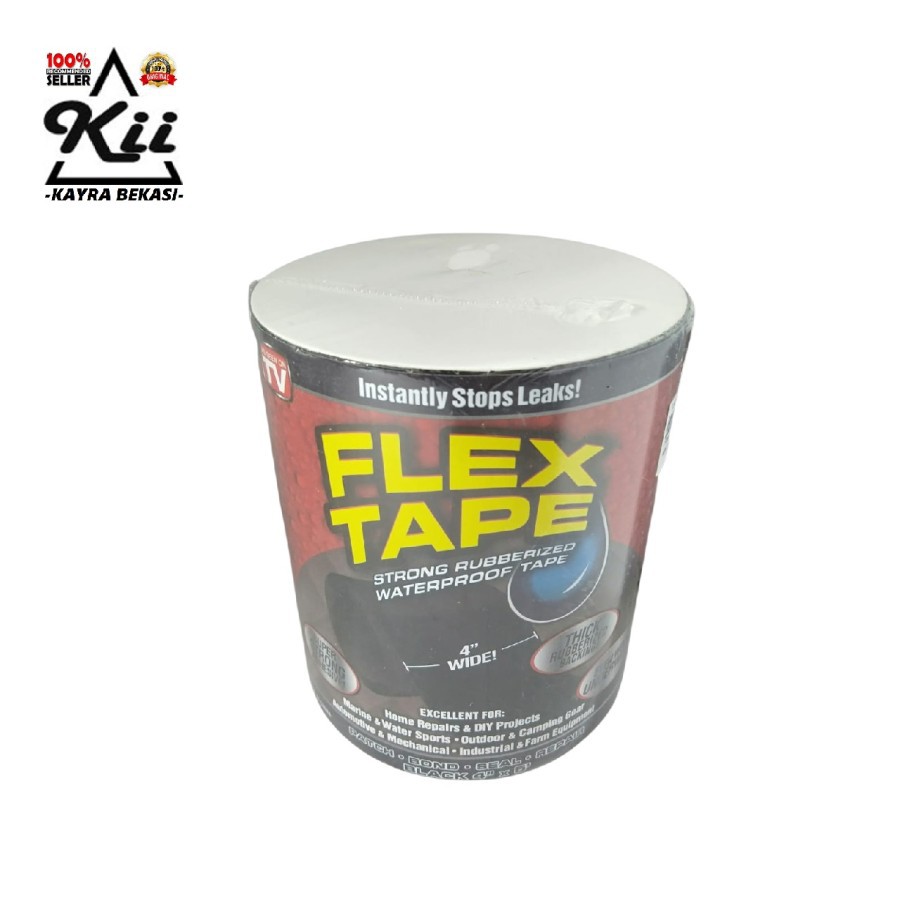 Flex Tape Lakban Hitam Anti Bocor - Magic Tape Waterproof - Lakban 4"