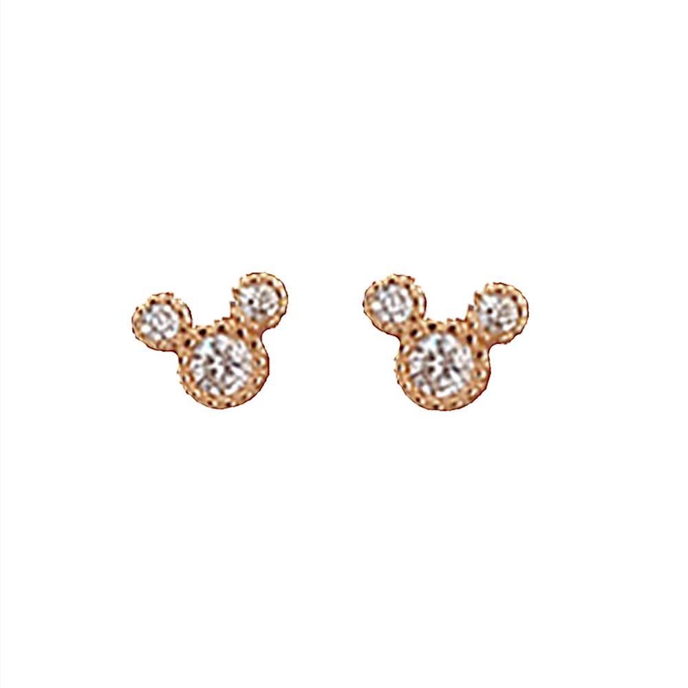 1 Pasang Anting Stud Zircon Bentuk Mickey Mouse Untuk Wanita