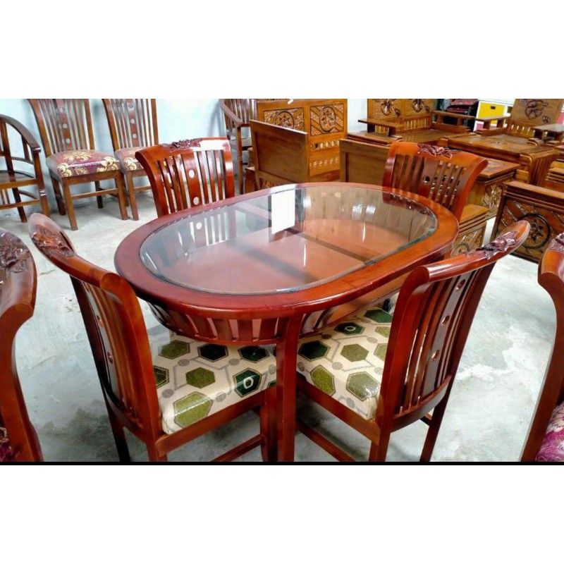 meja makan kayu mahoni