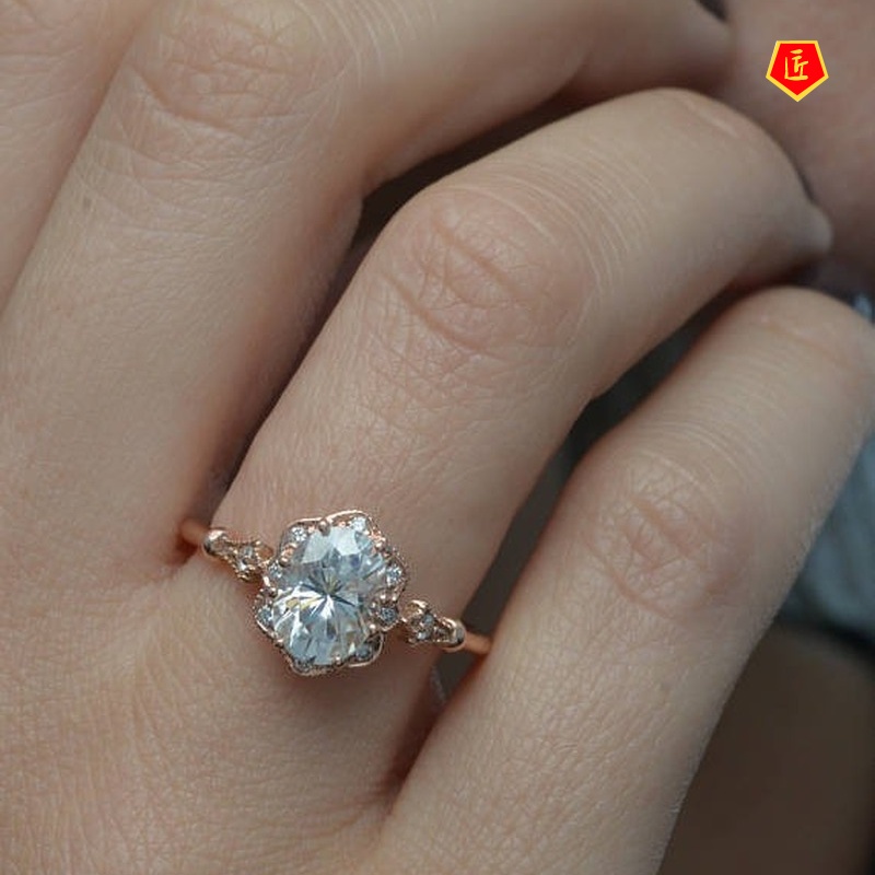 [Ready Stock]Fashion Elegant 925 Silver Topaz Diamond Gold Ring