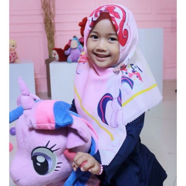 VOAL PRINTING ANAK MOTIF LITTLEPONY / HIJAB ANAK LUCU / JILBAB ANAK KARAKTER