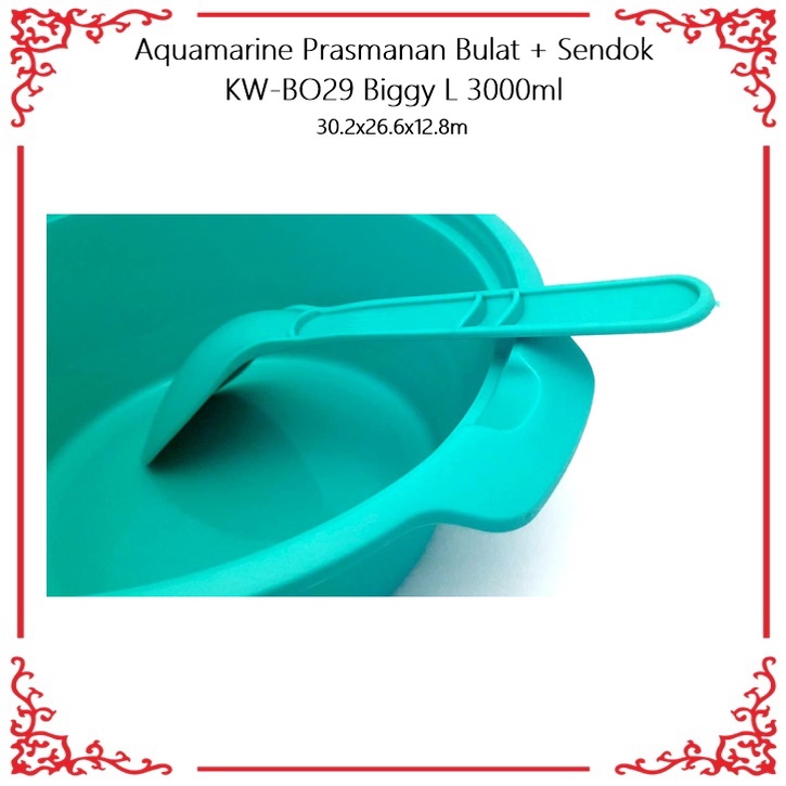 ECER Prasmanan Aquamarine Bulat 3000ml KW-BO29 (1 wadah + 1 centong)