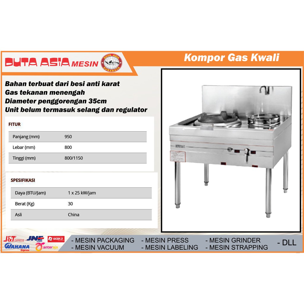 MESIN GAS KWALI RANGE 1 BURNER + SOUP RING